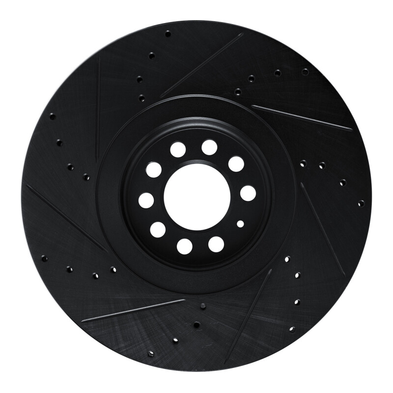 Audi TT Quattro Brake Rotor (1) - Right Front - R1 Concepts - Drilled & Slotted - Black - `04-`06